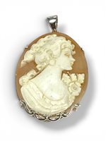 Pendant Mandile 1922 Woman Cammei  in Silver Conchiglia 2MCICM233.6